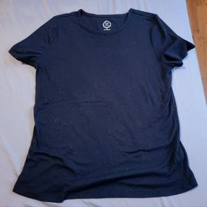 Ribbed Short Sleeve Tee Black-Size 0X